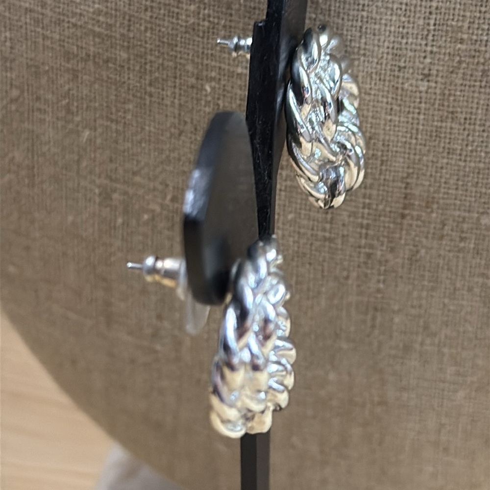 Monet Silver Braided Earrings - Picture 4 of 6
